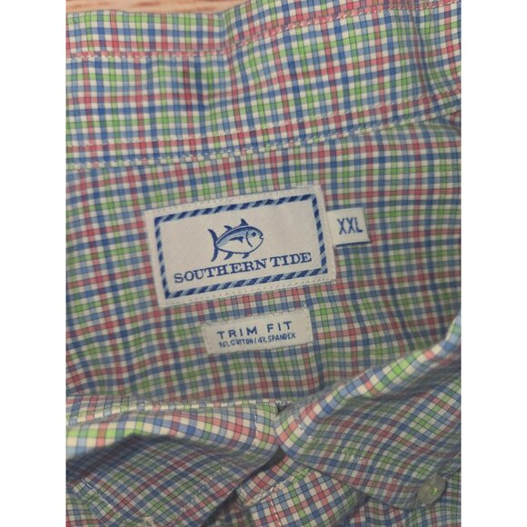 Southern Tide Mens Trim Fit Shirt XXL Cotton Stretch Plaid Button-Down - Picture 5 of 6